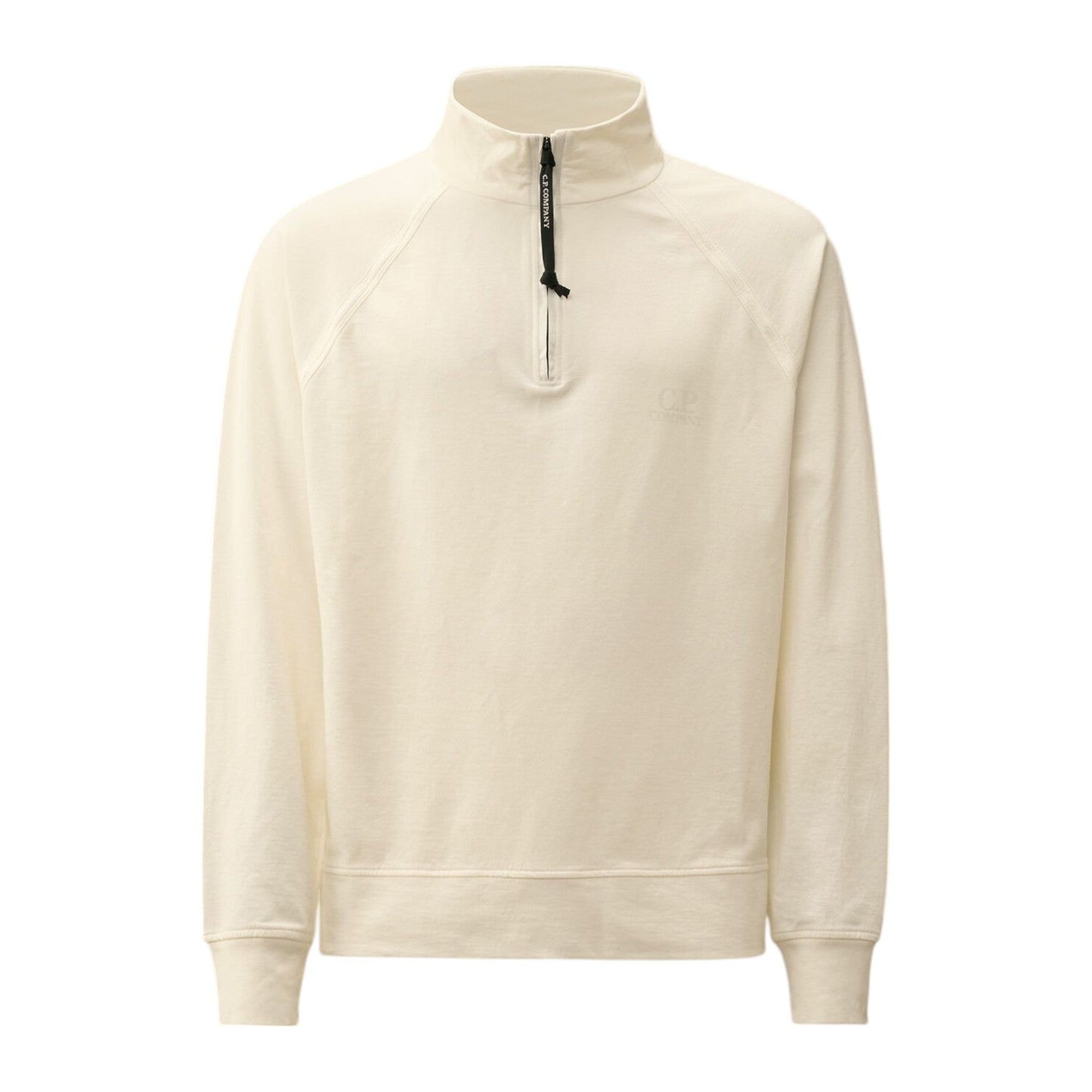 C.P. Company Light Fleece 1/4 Zip White Chest Logo Sweatshirt