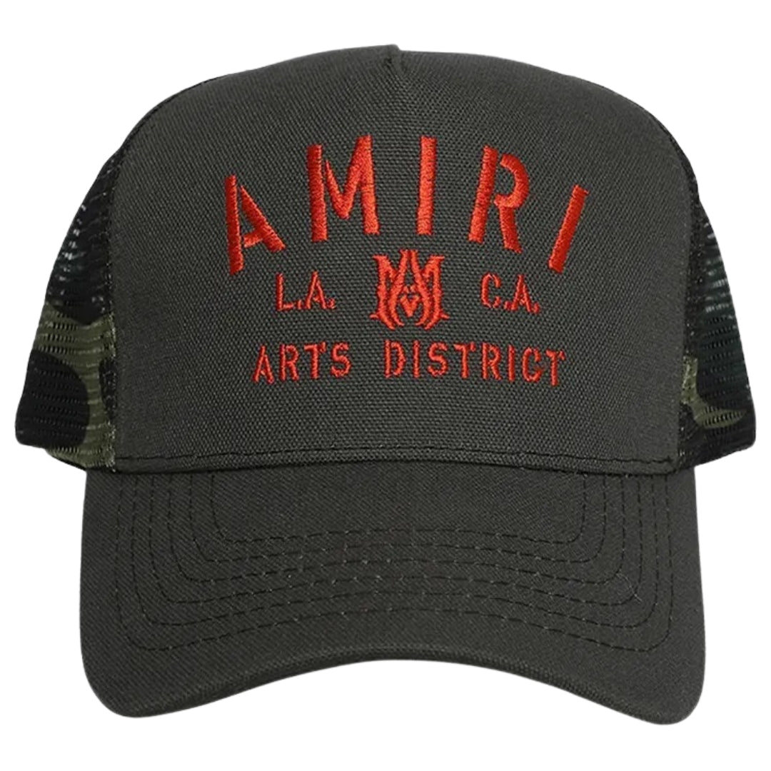 Amiri Stencil Military Green Trucker Hat One Size