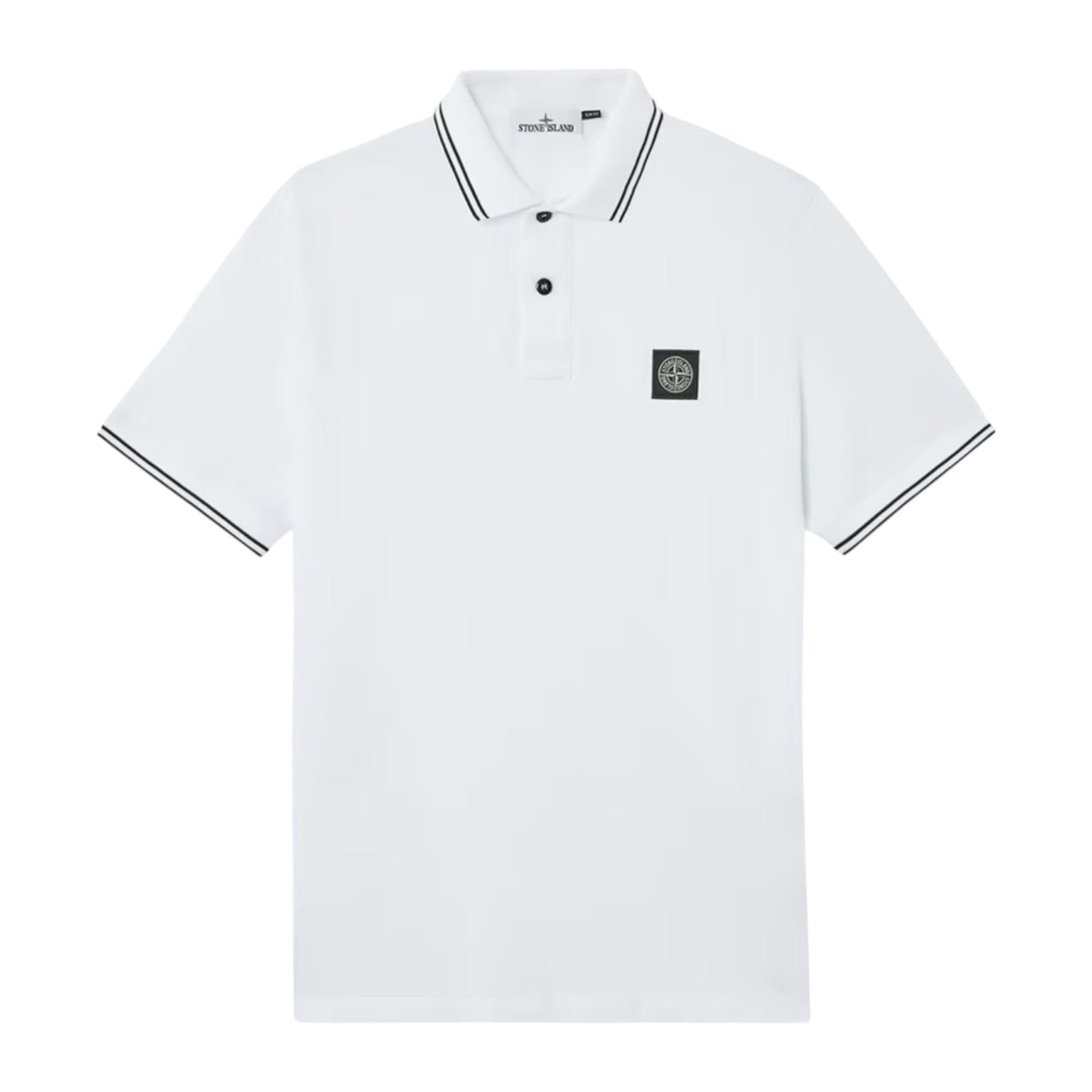 Stone Island Organic Cotton Elastane Pique White Polo Shirt