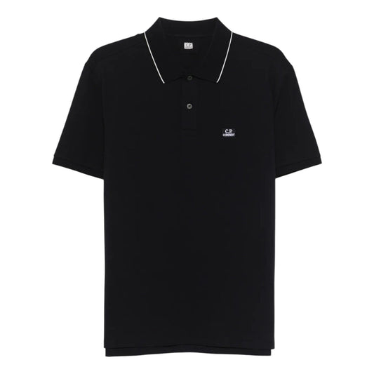 C.P Company Black Cotton Polo Shirt