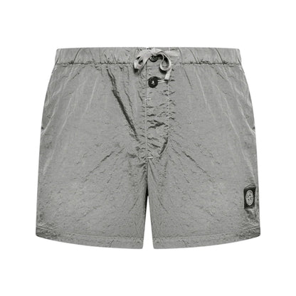 Stone Island Crinkled Nylon Pearl Grey Swim Shorts