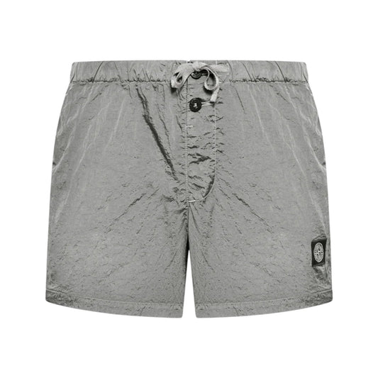 Stone Island Crinkled Nylon Pearl Grey Swim Shorts