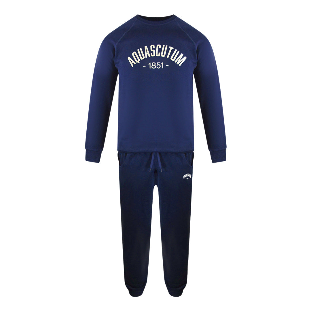 Aquascutum Aa_Ow04_St002 Oldchool Crewneck Navy St002 11 Navy Blue Creckneck And Track Pants Set Male - Style Centre Wholesale