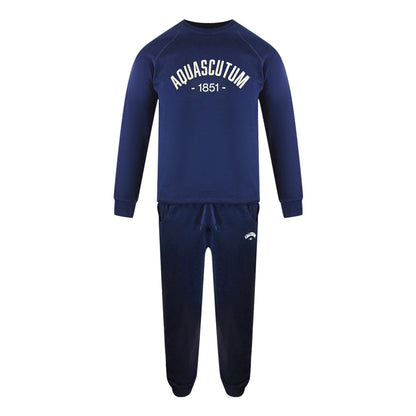 Aquascutum Aa_Ow04_St002 Oldchool Crewneck Navy St002 11 Navy Blue Creckneck And Track Pants Set Male - Style Centre Wholesale