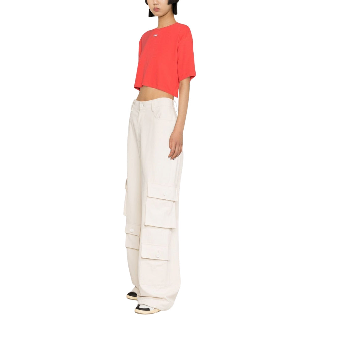 Off-White Logo Print Cropped T-Shirt M