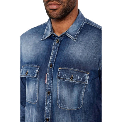Dsquared2 Relax Dan Worker Pocket Shirt Navy Blue W32