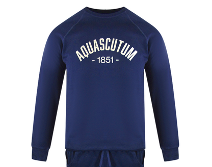 Aquascutum Aa_Ow04_St002 Oldchool Crewneck Navy St002 11 Navy Blue Creckneck And Track Pants Set Male - Style Centre Wholesale