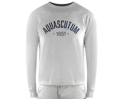 Aquascutum Aa_Ow04_St002 Oldchool Crewneck Grayel St002 Grey Creckneck And Track Pants Set Male - Style Centre Wholesale