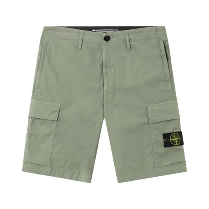 Stone Island Stretch Cotton Tela 'Paracadute' Sage Green Cargo Shorts
