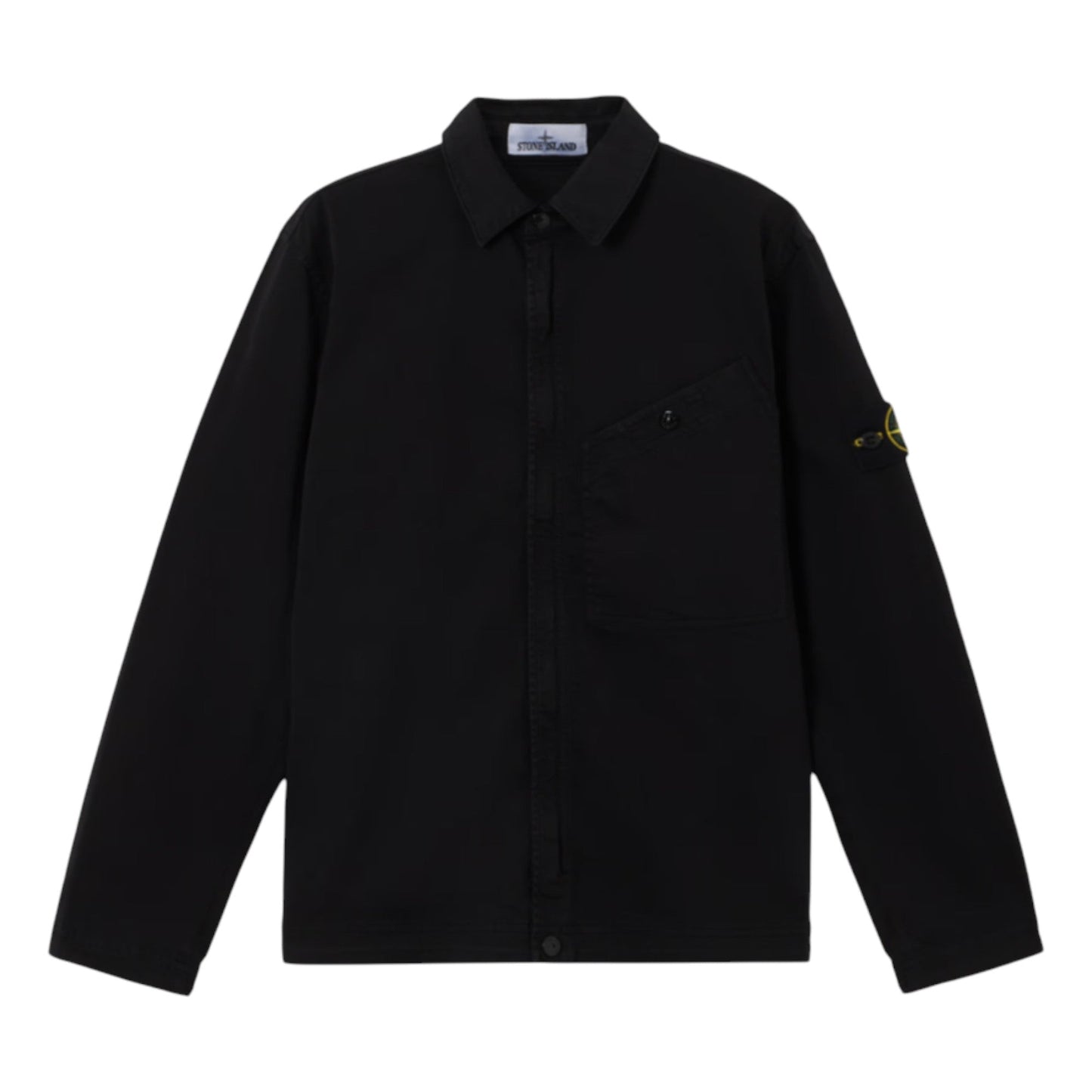 Stone Island Stretch Organic Cotton Satin Black Overshirt