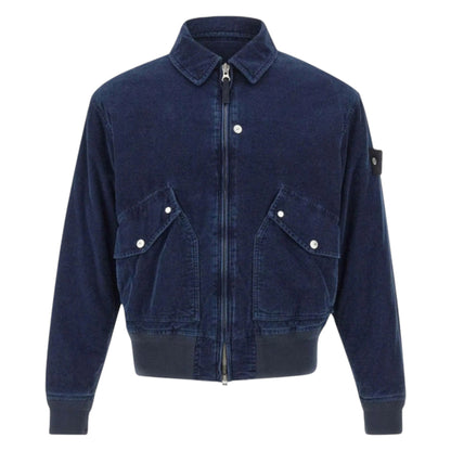 Stone Island Micro Corduroy Rinsed Bomber Navy Jacket