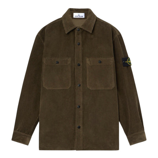 Stone Island Organic Cotton Corduroy 800 Military Green Overshirt