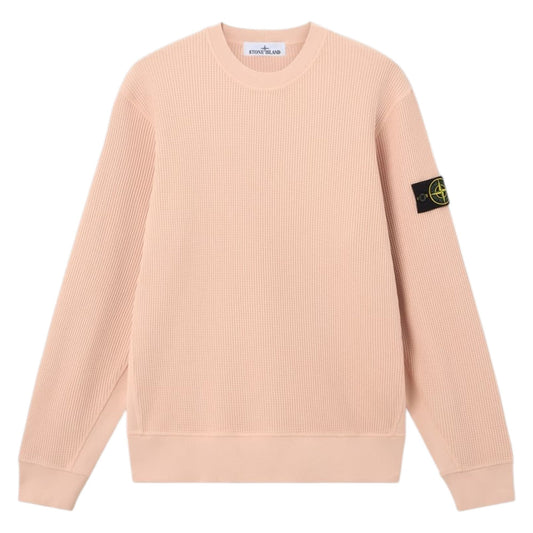 Stone Island Organic Cotton Waffle Fleece Plaster Pink Sweatshirt