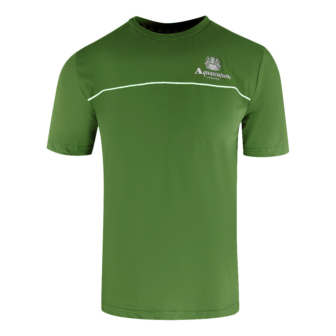 Aquascutum Active Piping Design Army Green T-Shirt TS005 06 - Style Centre Wholesale