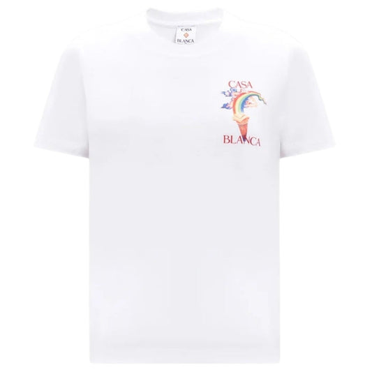 Casablanca Printed Fitted  T-Shirt Nature Teacher White  T-Shirts Womens