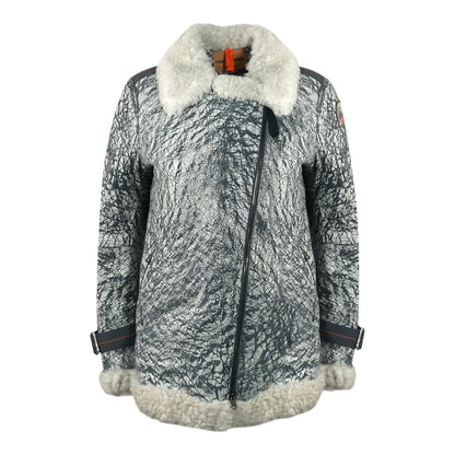 Parajumpers Haven Shearling Nine Iron Grey Leather Jacket - Style Centre Wholesale