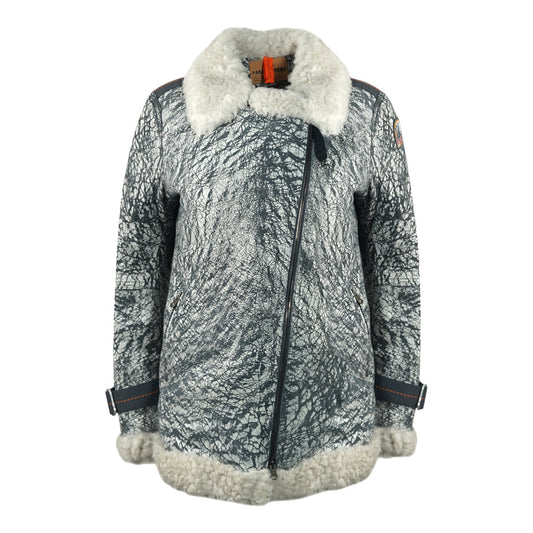 Parajumpers Haven Shearling Nine Iron Grey Leather Jacket - Style Centre Wholesale