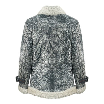 Parajumpers Haven Shearling Nine Iron Grey Leather Jacket - Style Centre Wholesale