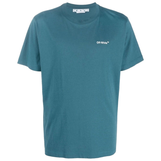 Off White Chain Arrow Design Slim Fit Duck Green T Shirt