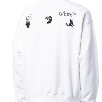 Off White Big Ow Skate Fit White Sweatshirt - Style Centre Wholesale