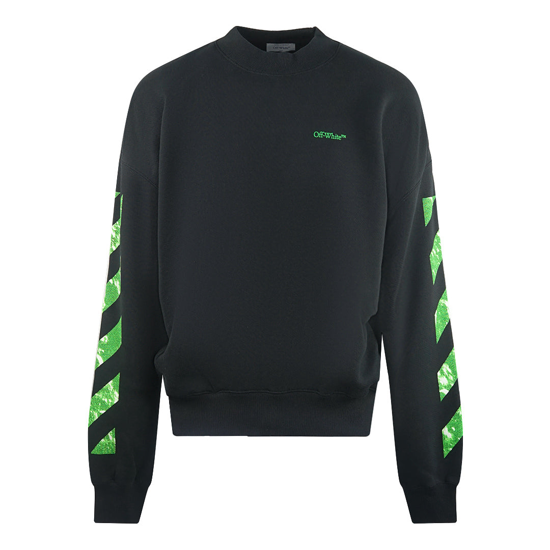 Off White Moon Tab Design Oversized Fit Black Sweatshirt