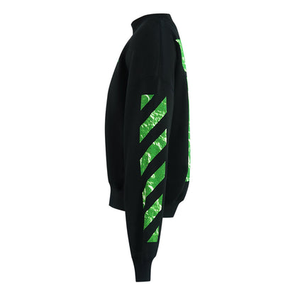 Off White Moon Tab Design Oversized Fit Black Sweatshirt