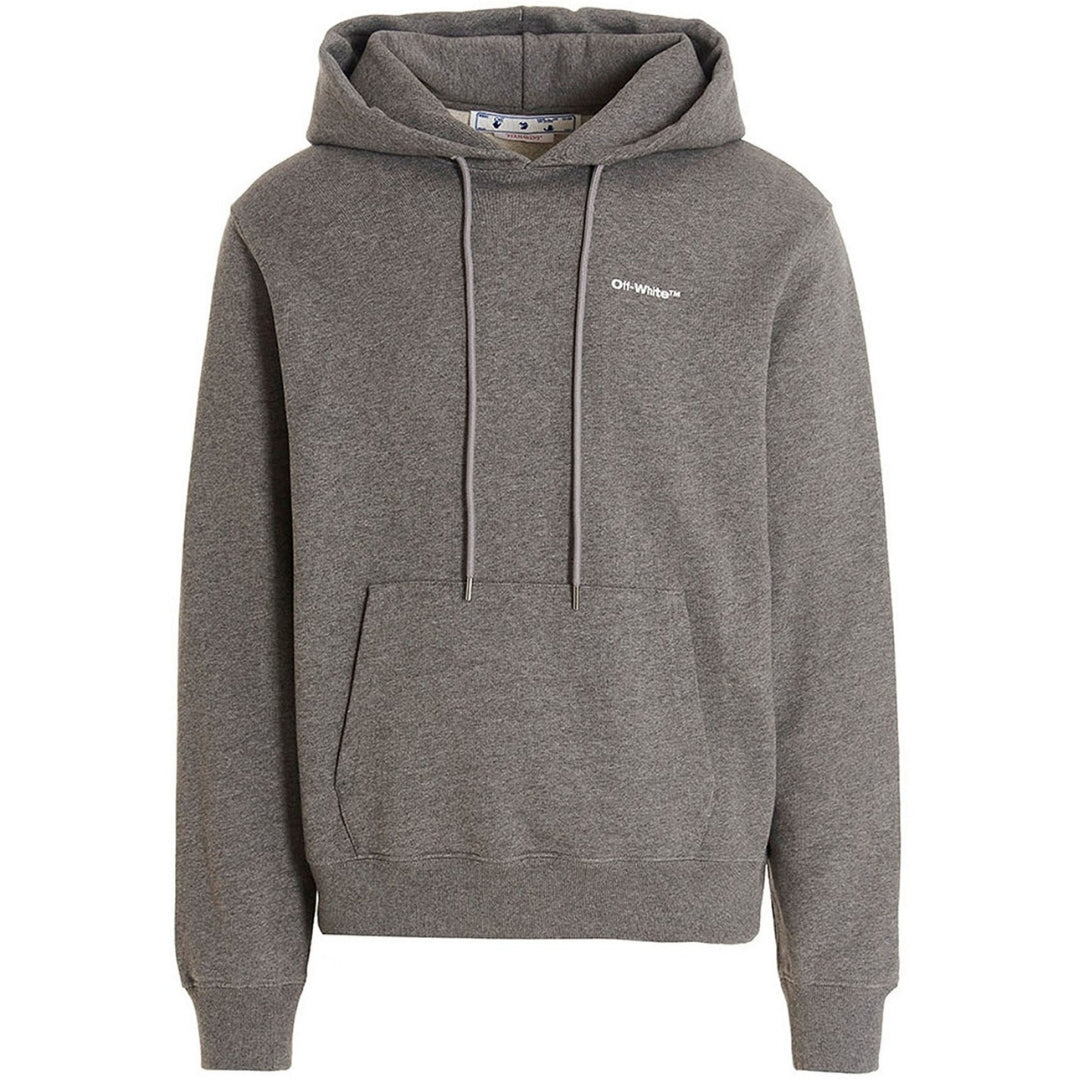 Off White Wave Outline Diag Design Grey Slim Hoodie