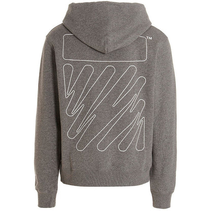 Off White Wave Outline Diag Design Grey Slim Hoodie