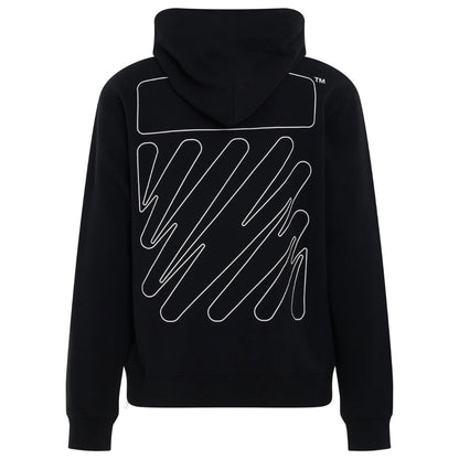 Off White Wave Outline Diag Design Black Slim Hoodie