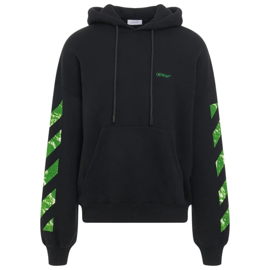 Off White Moon Tab Design Oversized Fit Black Hoodie