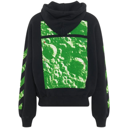 Off White Moon Tab Design Oversized Fit Black Hoodie