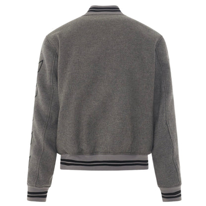 Off White Diag Outline Grey Varsity Jacket