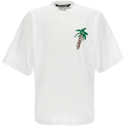 Palm Angels Sketchy Palm Tree Design Oversized Fit White T Shirt
