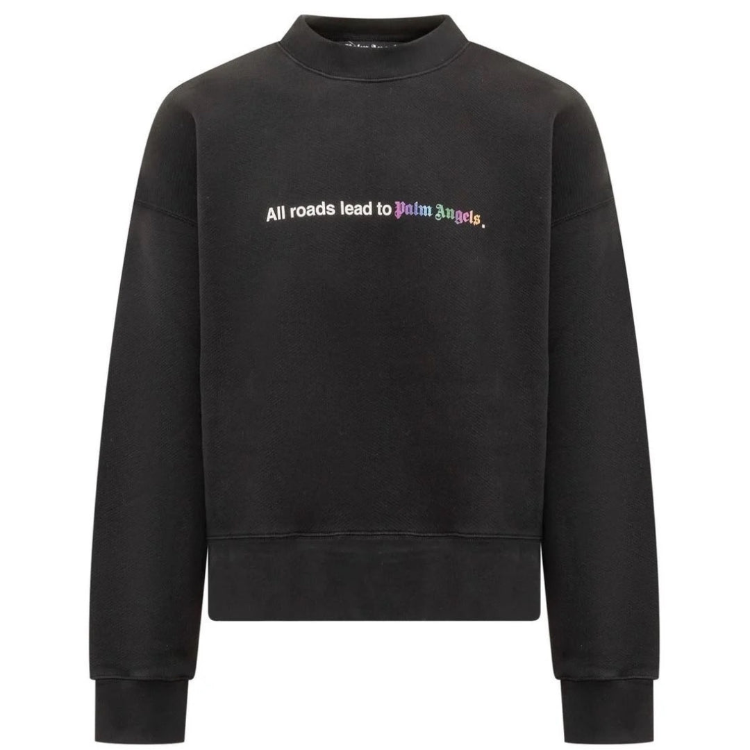 Palm Angels All Roads Roads Lead To Palm Angels Black Sweatshirt