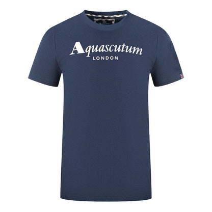 Aquascutum London Brand Logo Navy Blue T-Shirt T00323 85 - Style Centre Wholesale