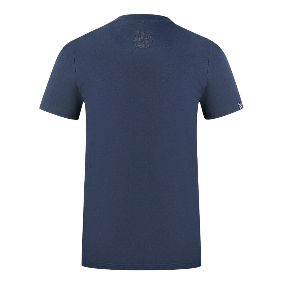 Aquascutum London Brand Logo Navy Blue T-Shirt T00323 85 - Style Centre Wholesale