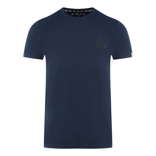 Aquascutum London Tonal Aldis Logo Navy Blue T Shirt - Style Centre Wholesale