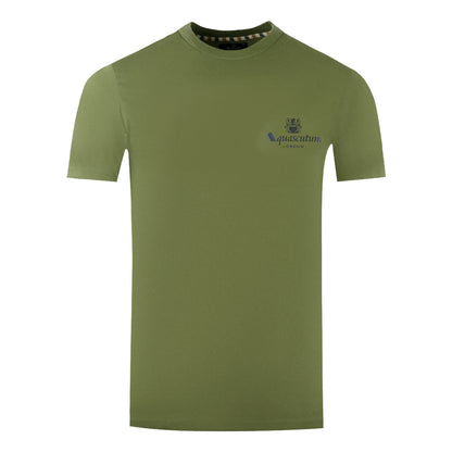 Aquascutum London Aldis Brand Logo On Chest Army Green T Shirt - Style Centre Wholesale