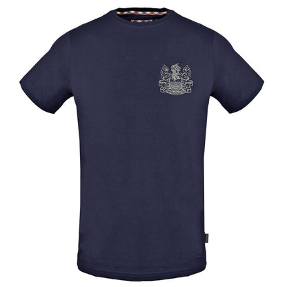 Aquascutum Stitched Aldis Logo Navy Blue T Shirt - Style Centre Wholesale